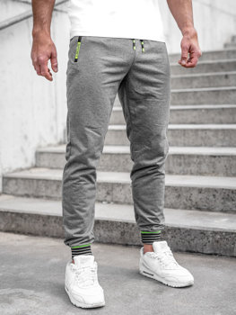 Antracytowe spodnie męskie joggery dresowe Denley K10332