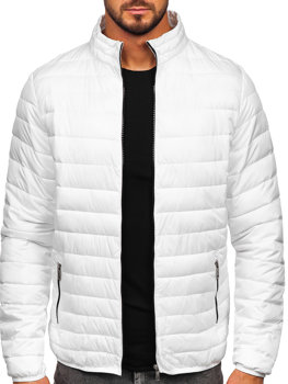 Biała pikowana kurtka męska przejściowa Denley R9002