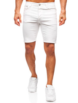 Białe krótkie spodenki jeansowe męskie Denley 0354