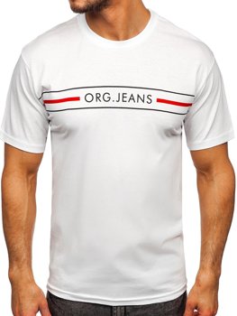 Biały t-shirt męski z nadrukiem Bolf 14802