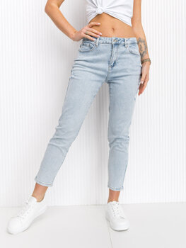 Błękitne spodnie jeansowe damskie mom fit Denley FL2192