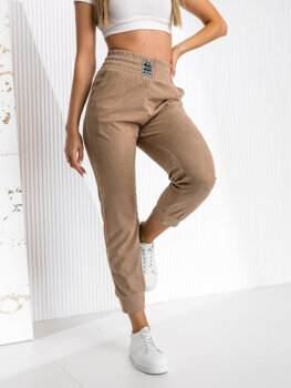 Brązowe prążkowane spodnie dresowe damskie Denley W7858