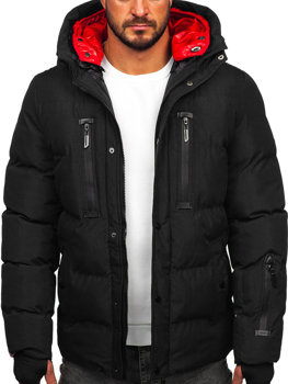 Czarna pikowana kurtka męska zimowa Denley 5M771