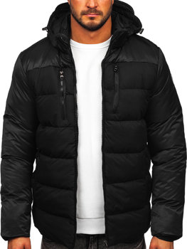Czarna pikowana kurtka męska zimowa Denley AB103