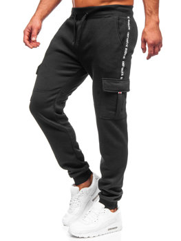 Czarne bojówki spodnie męskie dresowe Denley JX9395