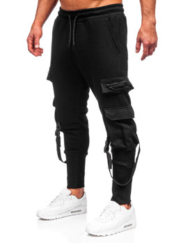 Czarne bojówki spodnie męskie joggery dresowe Bolf 6582