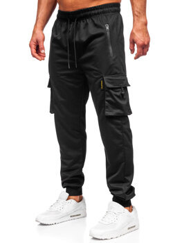 Czarne bojówki spodnie męskie joggery dresowe Denley JX6363