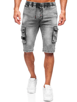 Czarne krótkie spodenki jeansowe bojówki męskie Denley HY818