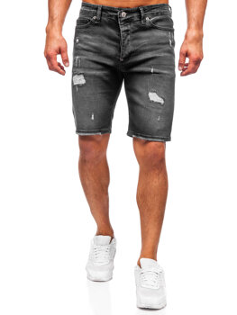 Czarne krótkie spodenki jeansowe męskie Denley 0393