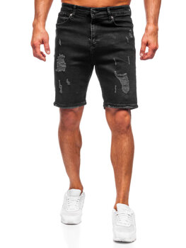 Czarne krótkie spodenki jeansowe męskie Denley 0626