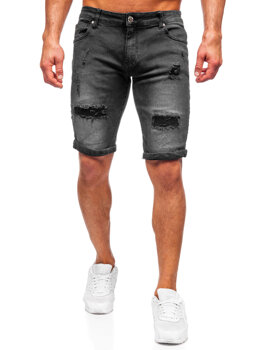 Czarne krótkie spodenki jeansowe męskie Denley TF195