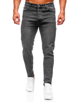 Czarne spodnie jeansowe męskie regular fit Denley 6077