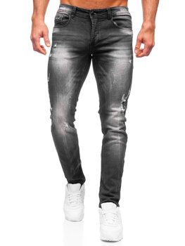 Czarne spodnie jeansowe męskie regular fit Denley MP010N