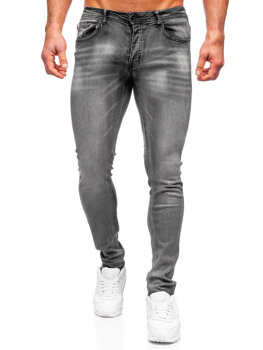 Czarne spodnie jeansowe męskie regular fit Denley MP019G