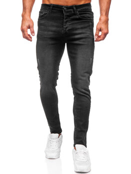 Czarne spodnie jeansowe męskie slim fit Denley 6161