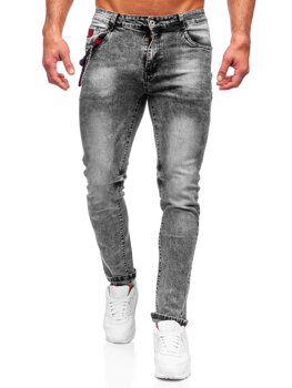 Czarne spodnie jeansowe męskie slim fit Denley HY1053