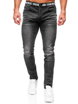 Czarne spodnie jeansowe męskie slim fit Denley MP0083N