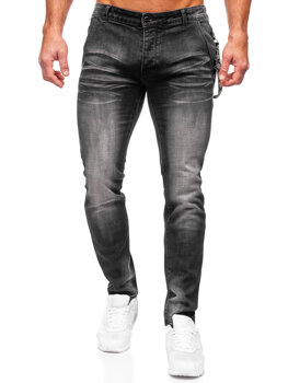 Czarne spodnie jeansowe męskie slim fit Denley MP0091N