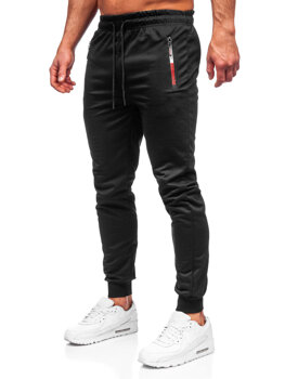 Czarne spodnie męskie joggery dresowe Denley JX5007