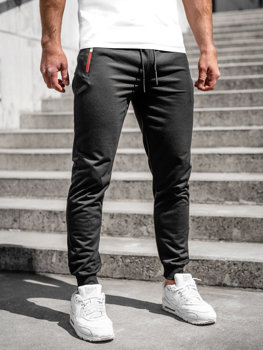 Czarne spodnie męskie joggery dresowe Denley JX5007A
