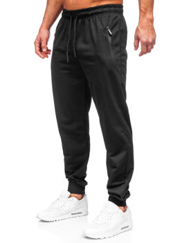 Czarne spodnie męskie joggery dresowe Denley JX6103