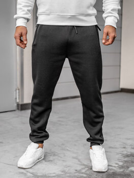 Czarne spodnie męskie joggery dresowe Denley JX6205A