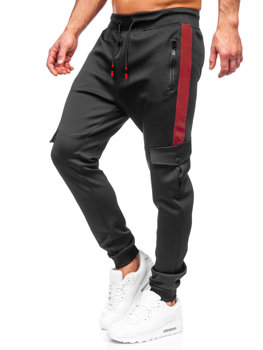 Czarne spodnie męskie joggery dresowe bojówki Denley K10283