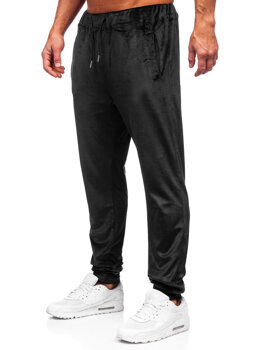 Czarne welurowe spodnie dresowe męskie Denley 8K1172