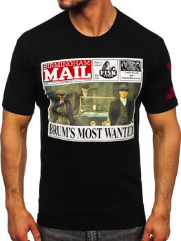 Czarny t-shirt męski z aplikacjami Bolf 2826