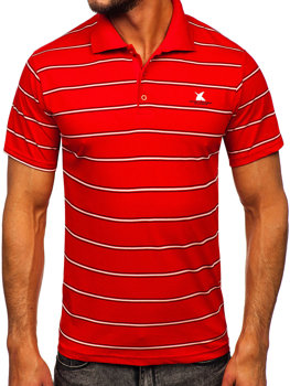 Czerwona koszulka polo męska w paski Denley 14954