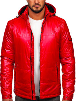 Czerwona pikowana kurtka męska przejściowa sportowa Denley 2137