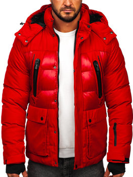 Czerwona pikowana kurtka męska zimowa Denley 99527