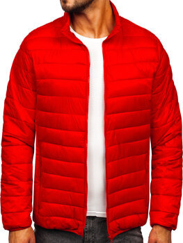 Czerwona pikowana przejściowa kurtka męska Denley 5M703