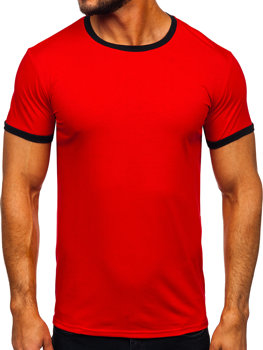 Czerwony bez nadruku  t-shirt męski Denley 8T83