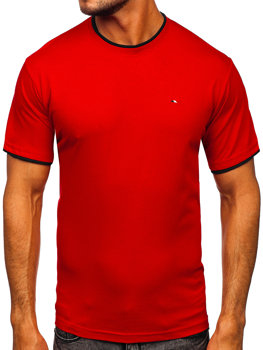 Czerwony t-shirt męski bez nadruku Denley 14316