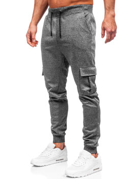 Grafitowe bojówki spodnie męskie joggery dresowe Denley 8K1130