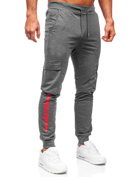 Grafitowe bojówki spodnie męskie joggery dresowe Denley HW2357