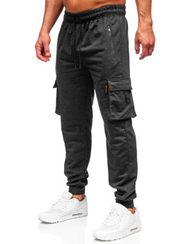 Grafitowe bojówki spodnie męskie joggery dresowe Denley JX6363