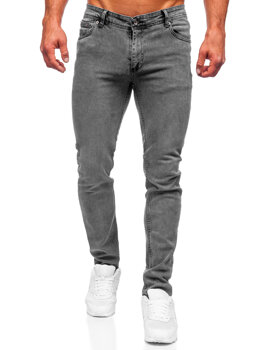 Grafitowe spodnie jeansowe męskie slim fit Denley 6597