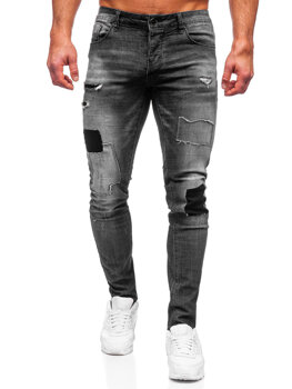 Grafitowe spodnie jeansowe męskie slim fit Denley MP0031G