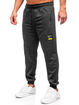 Grafitowe spodnie męskie joggery dresowe Denley JX6333