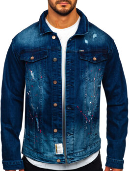 Granatowa jeansowa kurtka męska Denley MJ542BS