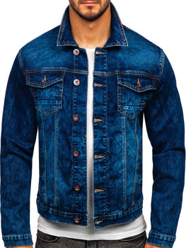 Granatowa jeansowa kurtka męska Denley RC51154W1