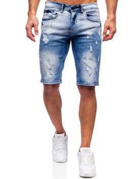 Granatowe jeansowe krótkie spodenki męskie Denley 3010