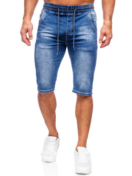 Granatowe jeansowe krótkie spodenki męskie Denley KR1539