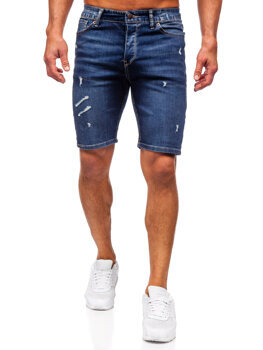 Granatowe krótkie spodenki jeansowe męskie Denley 0438