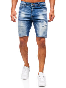 Granatowe krótkie spodenki jeansowe męskie Denley 0581