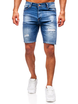 Granatowe krótkie spodenki jeansowe męskie Denley 0592