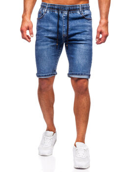 Granatowe krótkie spodenki jeansowe męskie Denley 9315