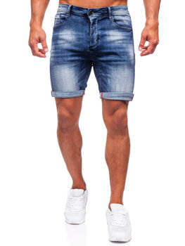 Granatowe krótkie spodenki jeansowe męskie Denley MP0261B